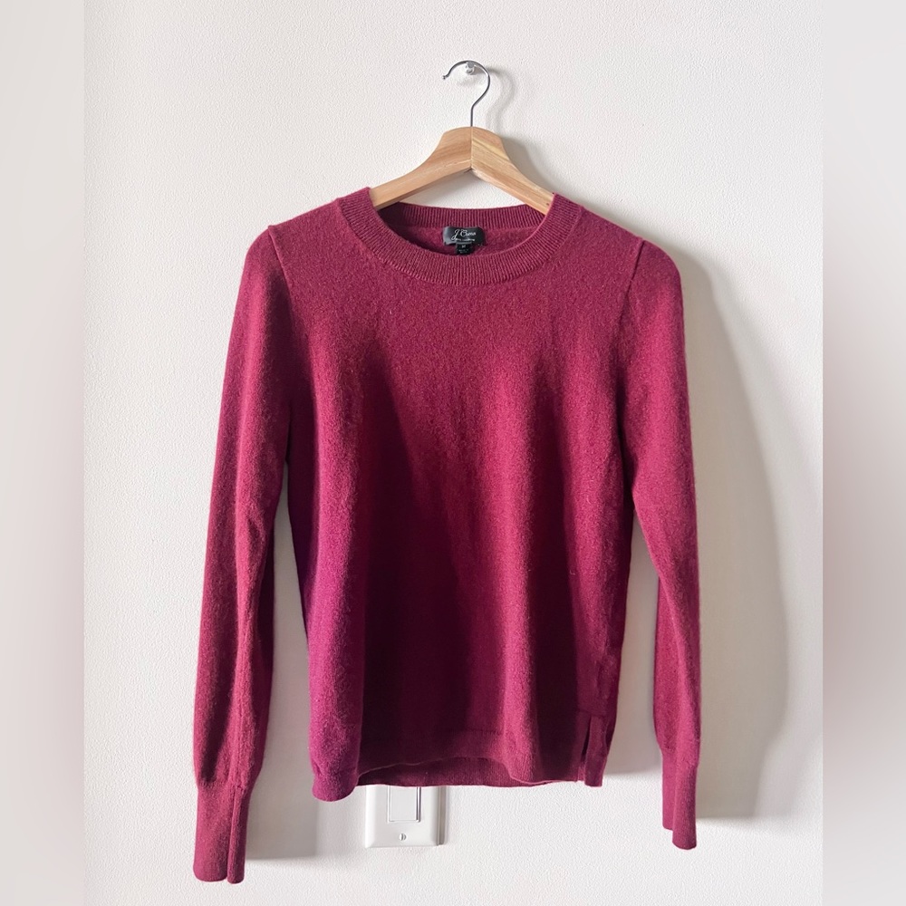 J. Crew 100% Cashmere Crewneck Sweater Pullover Jumper Burgundy Medium